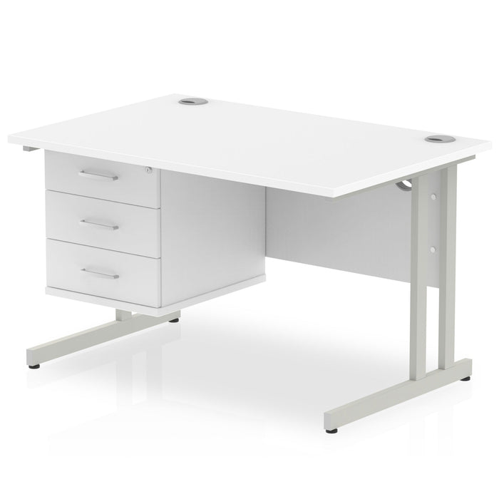 EE - Impulse 1200mm Cantilever Straight Desk With Single Fixed Pedestal