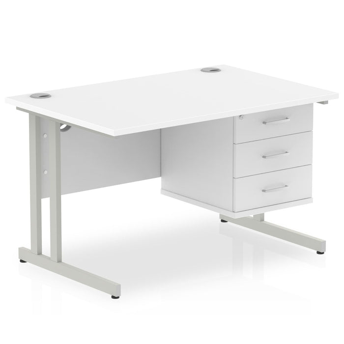 OE - Impulse 1200mm Cantilever Straight Desk With Single Fixed Pedestal