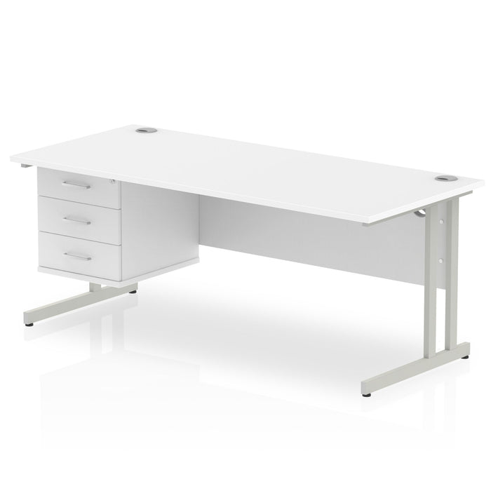 EE - Impulse 1800mm Cantilever Straight Desk With Single Fixed Pedestal