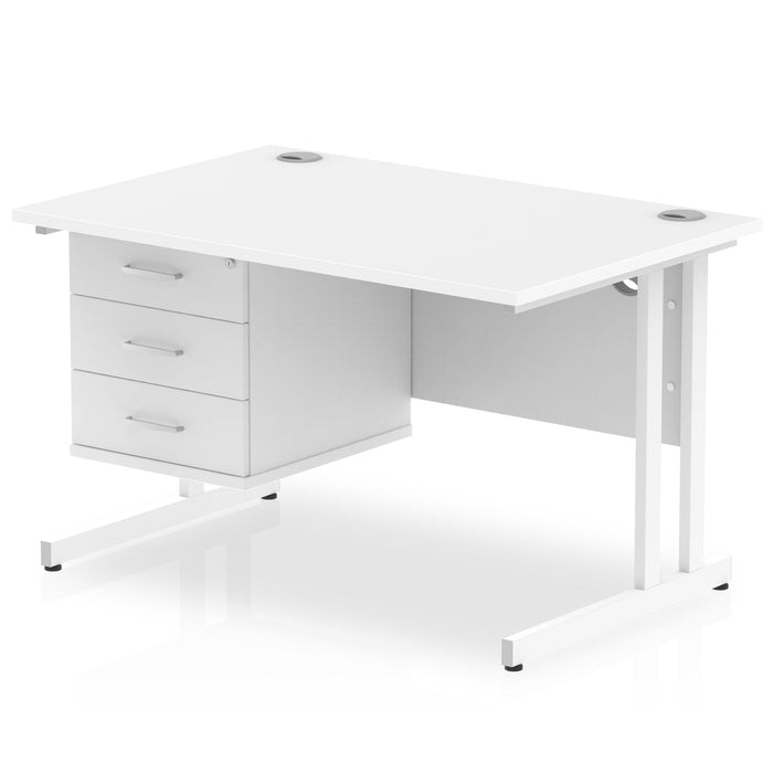 EE - Impulse 1200mm Cantilever Straight Desk With Single Fixed Pedestal