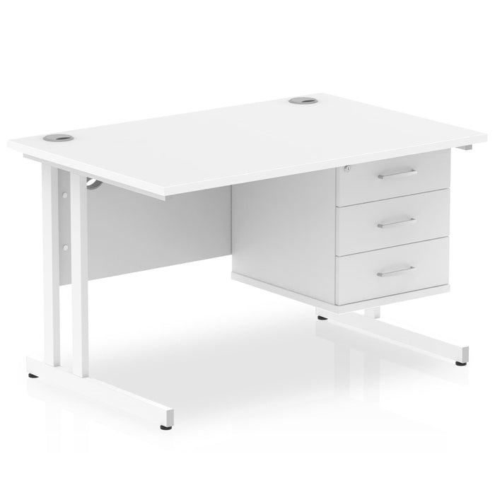 OE - Impulse 1200mm Cantilever Straight Desk With Single Fixed Pedestal
