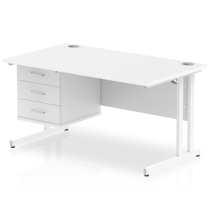 EE - Impulse 1400mm Cantilever Straight Desk With Single Fixed Pedestal
