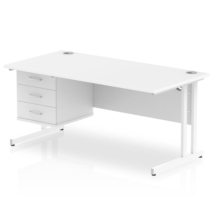 EE - Impulse 1600mm Cantilever Straight Desk With Single Fixed Pedestal