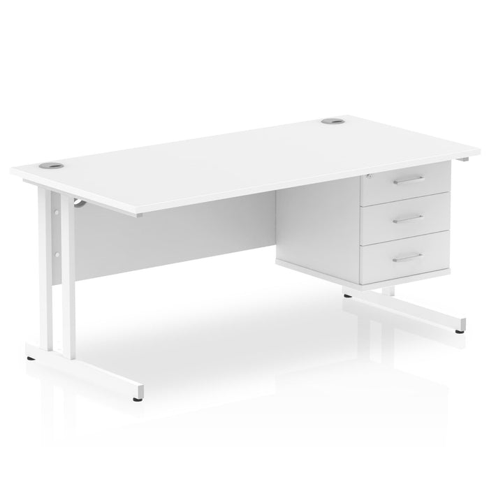 OE - Impulse 1600mm Cantilever Straight Desk With Single Fixed Pedestal