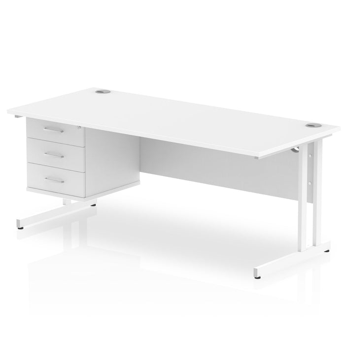 EE - Impulse 1800mm Cantilever Straight Desk With Single Fixed Pedestal