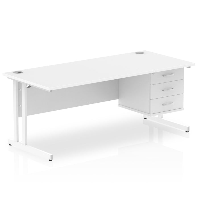 OE - Impulse 1800mm Cantilever Straight Desk With Single Fixed Pedestal