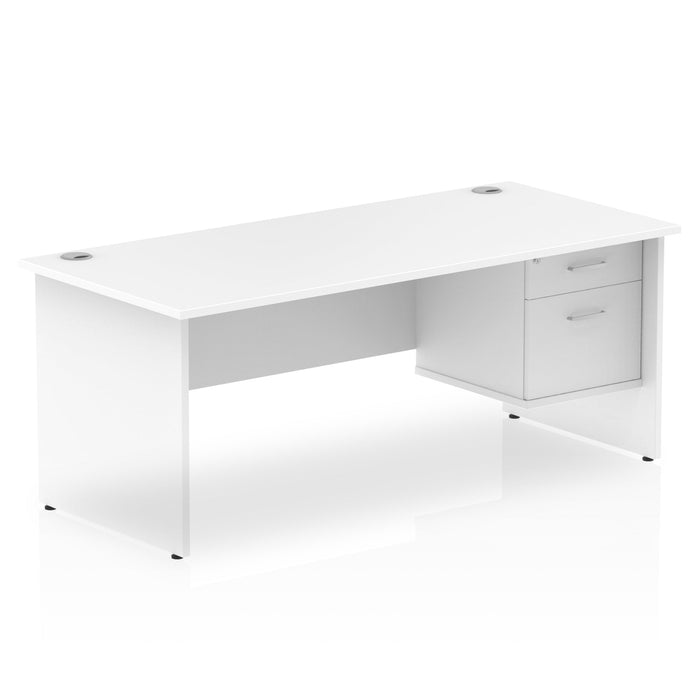 Impulse Panel End Straight Desk With Fixed Pedestal