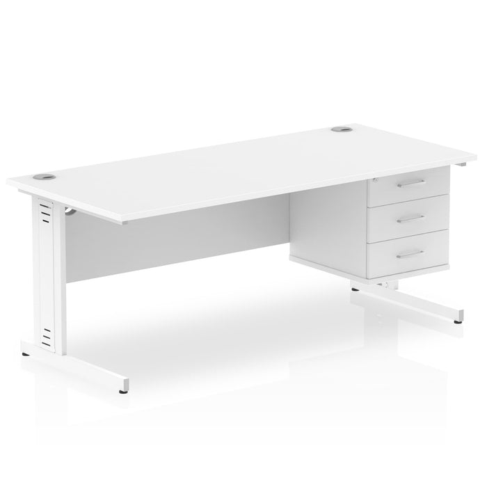 Impulse 1800mm Cable Managed Straight Desk With Fixed Pedestal