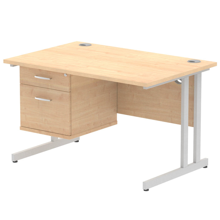 EE - Impulse 1200mm Cantilever Straight Desk With Single Fixed Pedestal