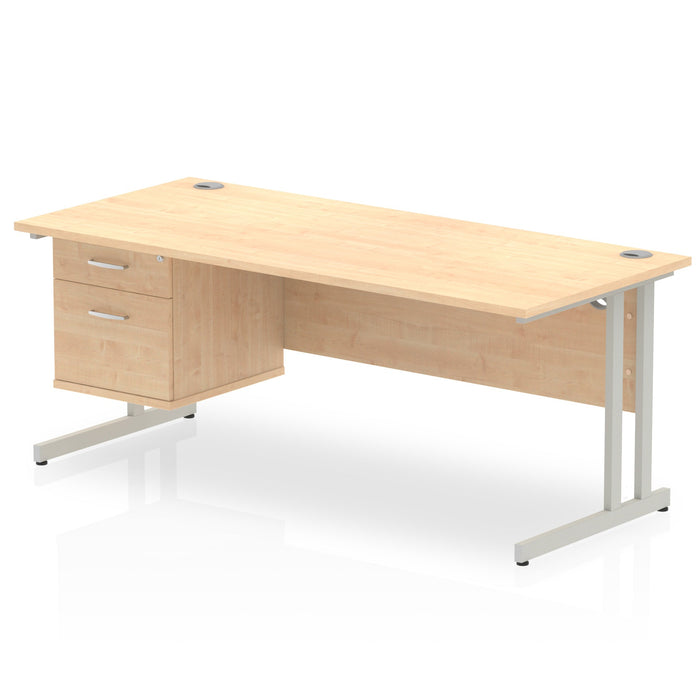 EE - Impulse 1800mm Cantilever Straight Desk With Single Fixed Pedestal