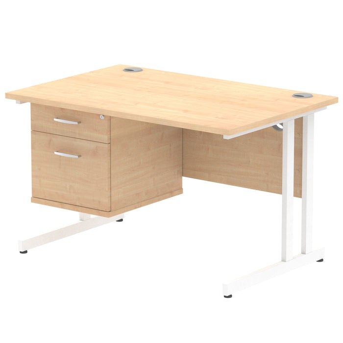 EE - Impulse 1200mm Cantilever Straight Desk With Single Fixed Pedestal