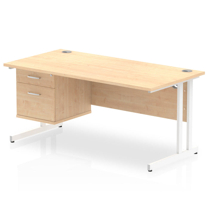 EE - Impulse 1600mm Cantilever Straight Desk With Single Fixed Pedestal