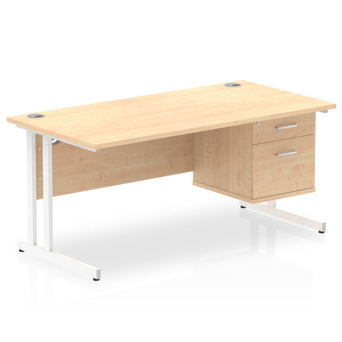 OE - Impulse 1600mm Cantilever Straight Desk With Single Fixed Pedestal