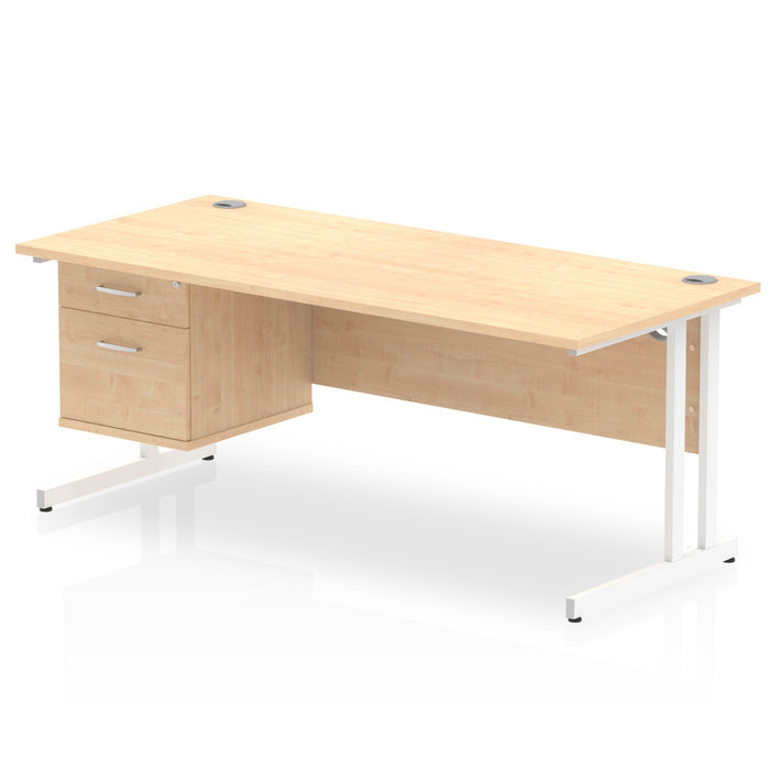 EE - Impulse 1800mm Cantilever Straight Desk With Single Fixed Pedestal