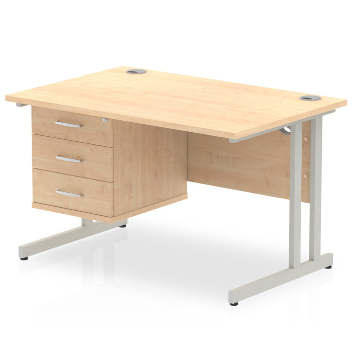 EE - Impulse 1200mm Cantilever Straight Desk With Single Fixed Pedestal