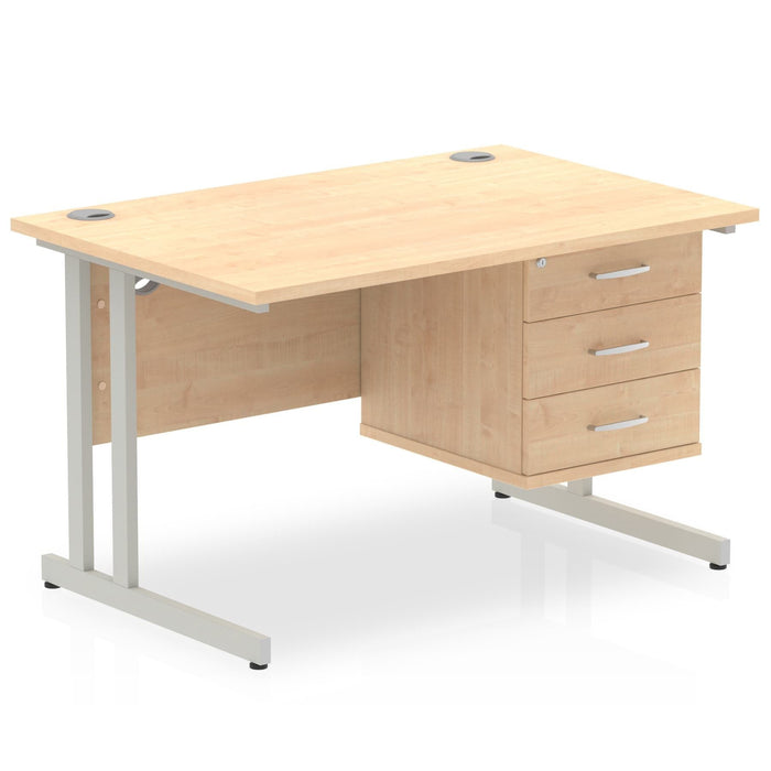 OE - Impulse 1200mm Cantilever Straight Desk With Single Fixed Pedestal