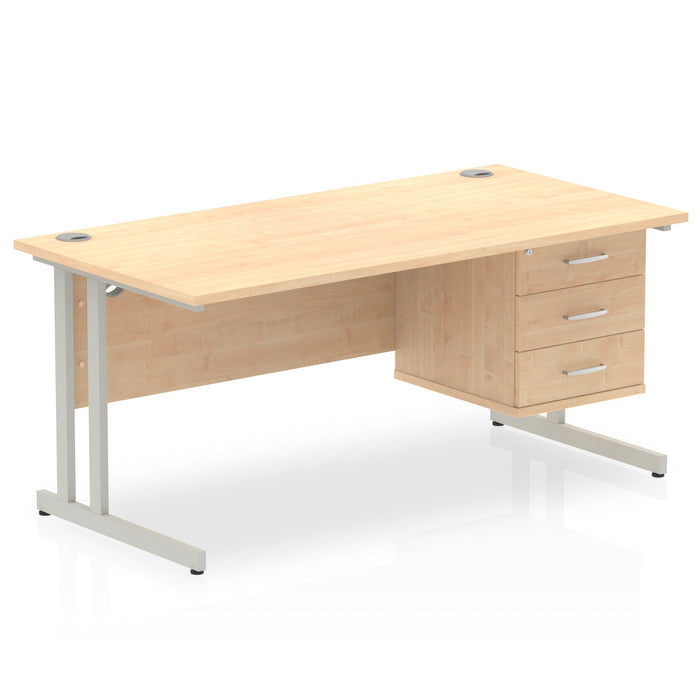 OE - Impulse 1600mm Cantilever Straight Desk With Single Fixed Pedestal