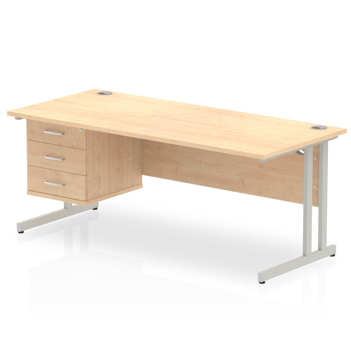 EE - Impulse 1800mm Cantilever Straight Desk With Single Fixed Pedestal