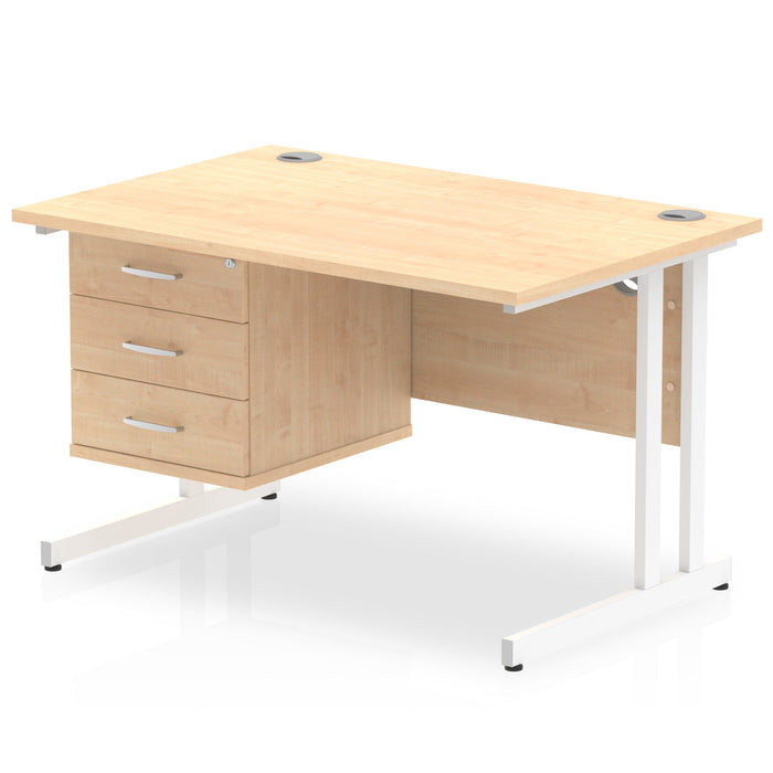 EE - Impulse 1200mm Cantilever Straight Desk With Single Fixed Pedestal