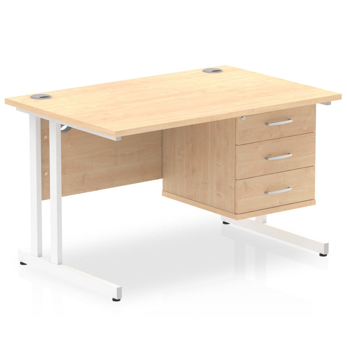 OE - Impulse 1200mm Cantilever Straight Desk With Single Fixed Pedestal