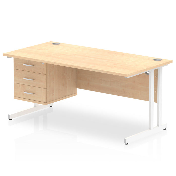 EE - Impulse 1600mm Cantilever Straight Desk With Single Fixed Pedestal