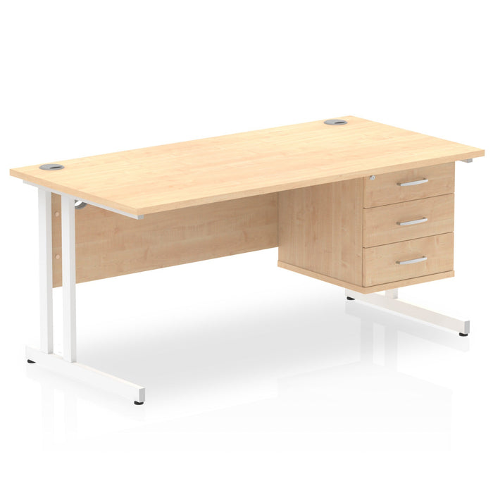 OE - Impulse 1600mm Cantilever Straight Desk With Single Fixed Pedestal