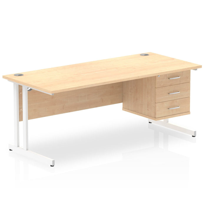 OE - Impulse 1800mm Cantilever Straight Desk With Single Fixed Pedestal