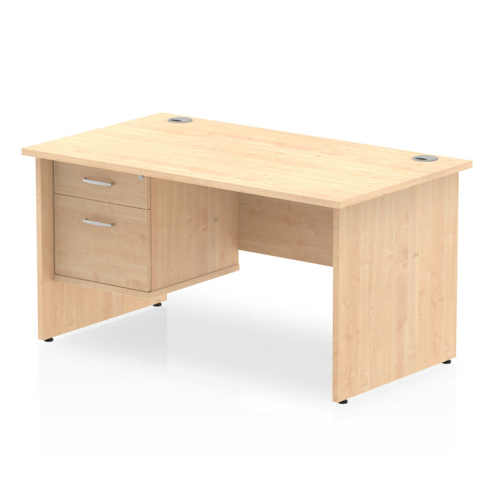 EE - Impulse 1400mm Panel End Straight Desk With Single Fixed Pedestal