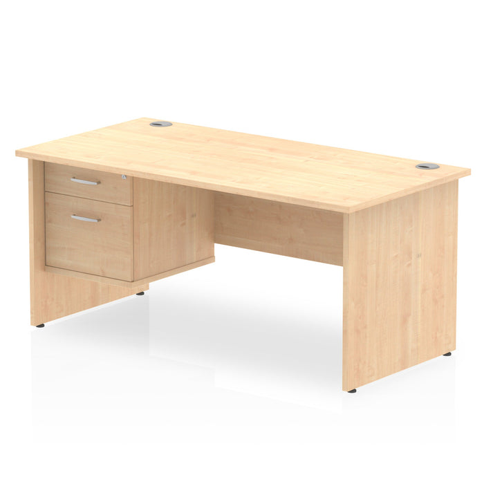 EE - Impulse 1600mm Panel End Straight Desk With Single Fixed Pedestal