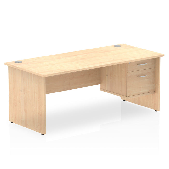 Impulse Panel End Straight Desk With Fixed Pedestal