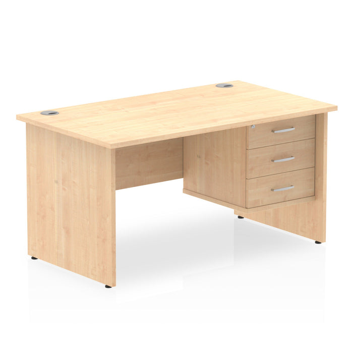 OE - Impulse 1400mm Panel End Straight Desk With Single Fixed Pedestal