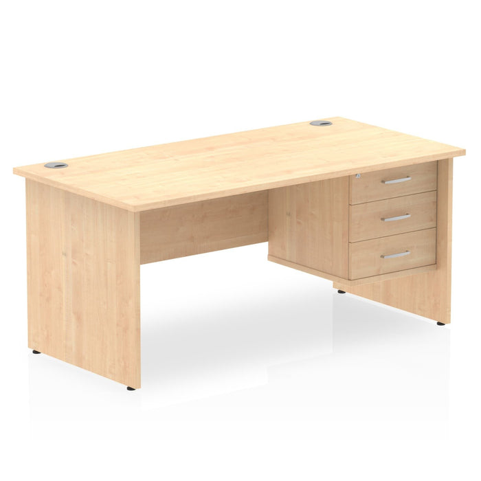 OE - Impulse 1600mm Panel End Straight Desk With Single Fixed Pedestal