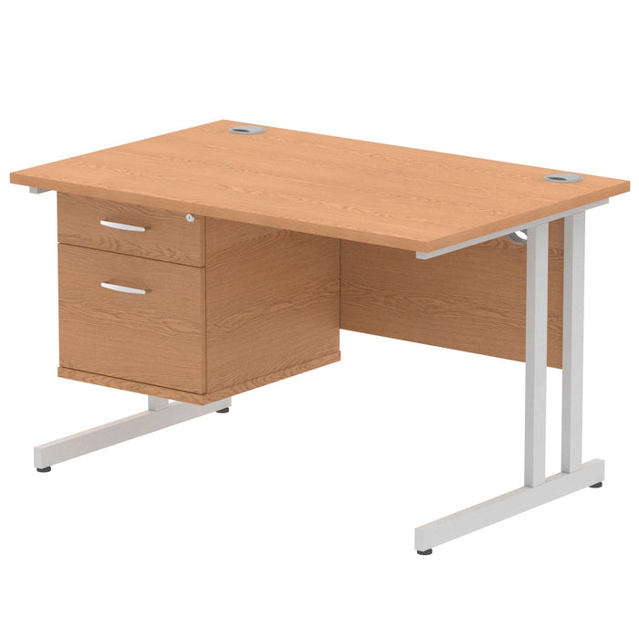 EE - Impulse 1200mm Cantilever Straight Desk With Single Fixed Pedestal