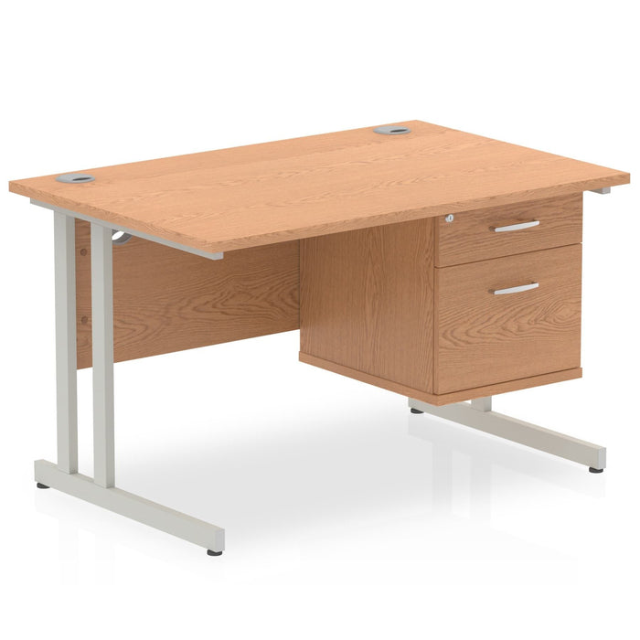 OE - Impulse 1200mm Cantilever Straight Desk With Single Fixed Pedestal