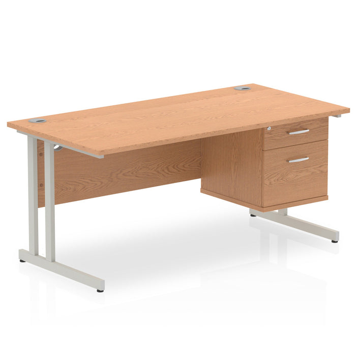 OE - Impulse 1600mm Cantilever Straight Desk With Single Fixed Pedestal
