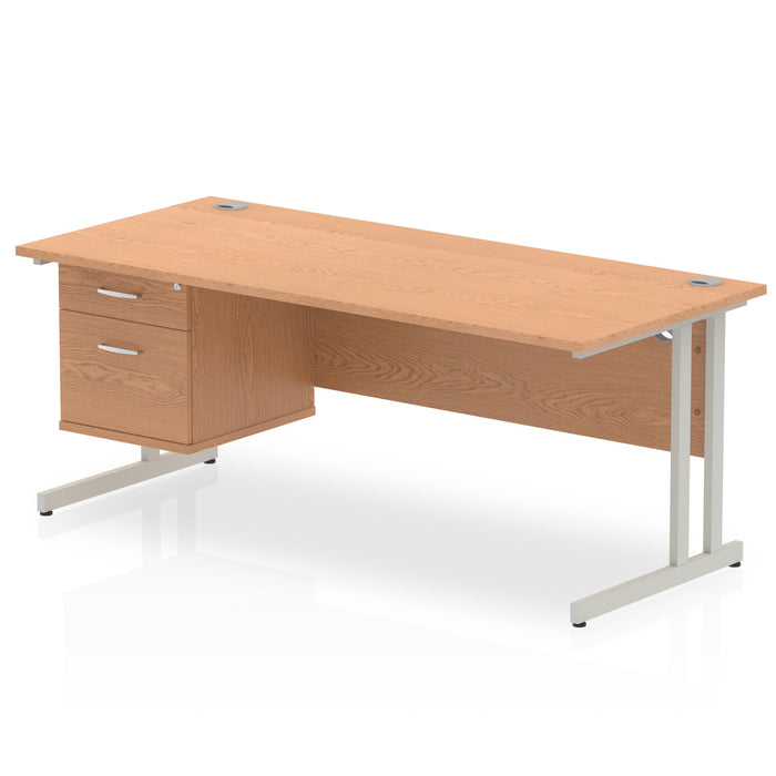 EE - Impulse 1800mm Cantilever Straight Desk With Single Fixed Pedestal