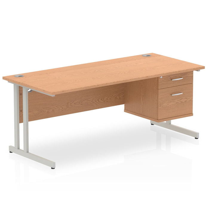 OE - Impulse 1800mm Cantilever Straight Desk With Single Fixed Pedestal