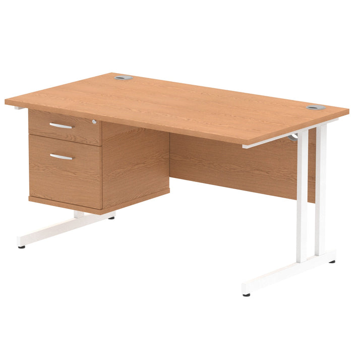 EE - Impulse 1400mm Cantilever Straight Desk With Single Fixed Pedestal