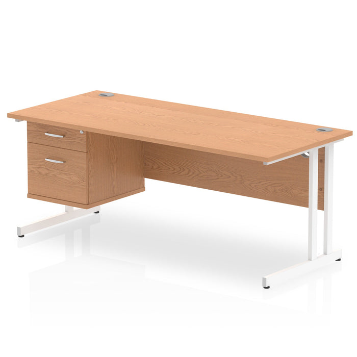 EE - Impulse 1800mm Cantilever Straight Desk With Single Fixed Pedestal