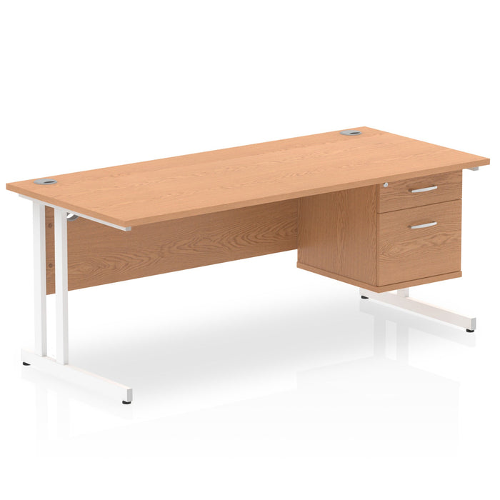OE - Impulse 1800mm Cantilever Straight Desk With Single Fixed Pedestal