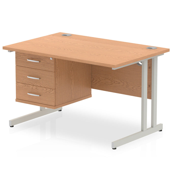 EE - Impulse 1200mm Cantilever Straight Desk With Single Fixed Pedestal