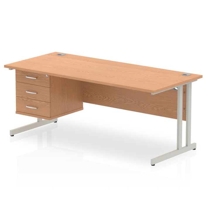 EE - Impulse 1800mm Cantilever Straight Desk With Single Fixed Pedestal