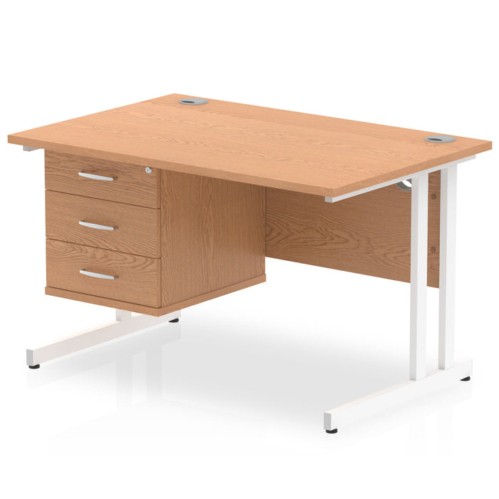 EE - Impulse 1200mm Cantilever Straight Desk With Single Fixed Pedestal