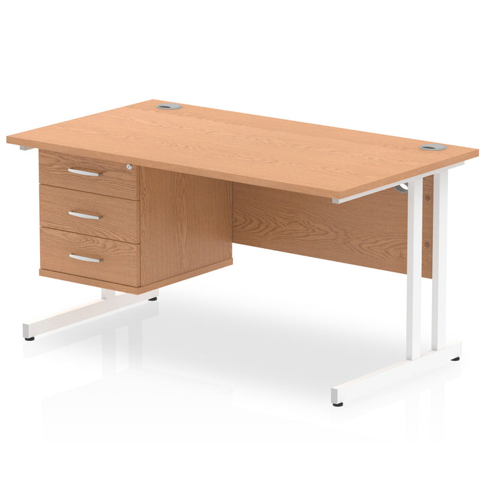 EE - Impulse 1400mm Cantilever Straight Desk With Single Fixed Pedestal