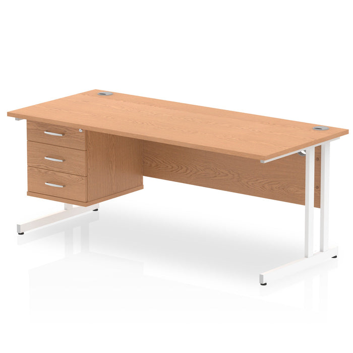 EE - Impulse 1800mm Cantilever Straight Desk With Single Fixed Pedestal