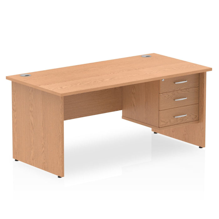 OE - Impulse 1600mm Panel End Straight Desk With Single Fixed Pedestal