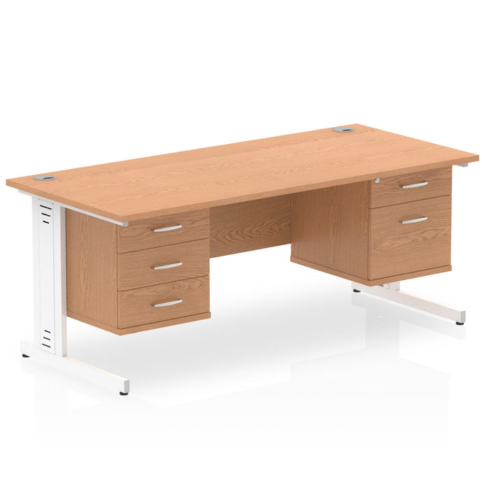 Impulse 1800mm Cable Managed Straight Desk With Fixed Pedestal