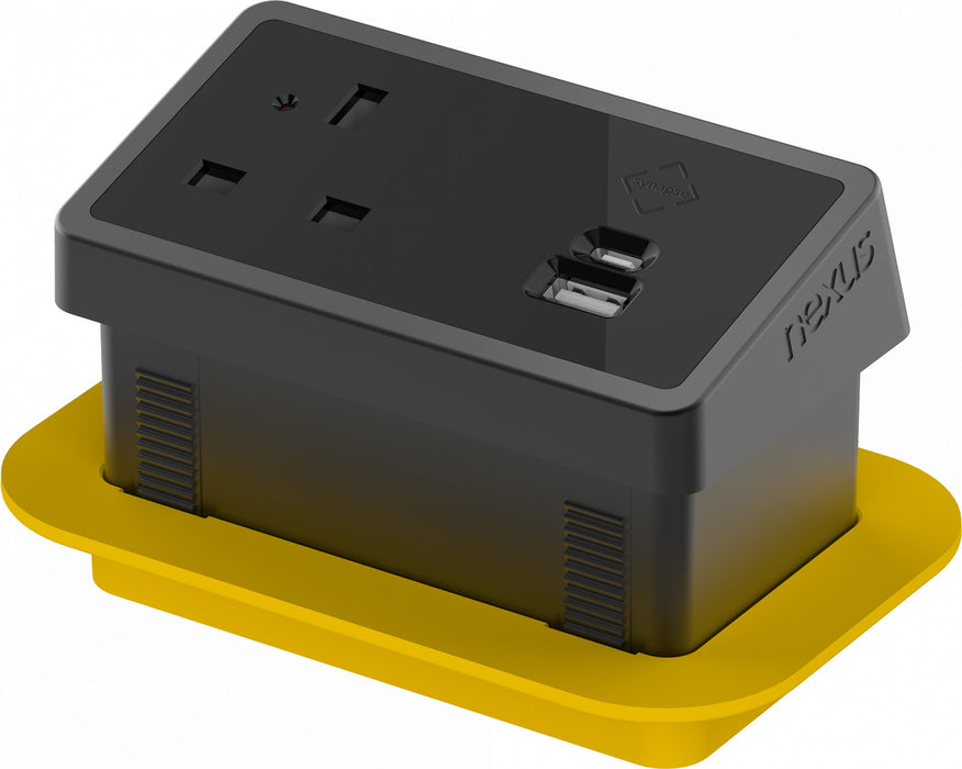 Rectangular Industrial Module Rectangular In-Desk Power Module — UK Office Furniture