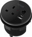 Circular In-Desk Power Module: 1 Outlet: 30W USB-C, 27W USB-A, RJ45 Blank | Black Housing/Black Bezel/Black Veneer