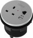 Circular In-Desk Power Module: 1 Outlet: 30W USB-C, 27W USB-A, RJ45 Blank | Black Housing/Silver Bezel/Grey Veneer